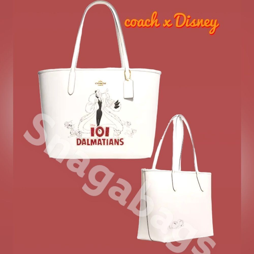 NEW DISNEY X COACH CITY TOTE BAG 101 DALMATIONS CRUELLA MOTIF - Picture 2 of 12